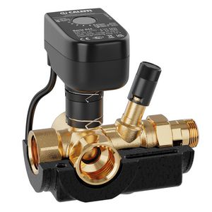 Gemotoriseerde 3-weg kogelafsluiter 230V 1"bi. 3/4"bu. (10 sec.) met geint. bypass incl. isolatie