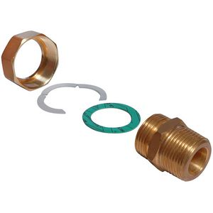 Overgangskoppeling dn32 gegolfde rvs buisxR 1.1/4"bt. 0