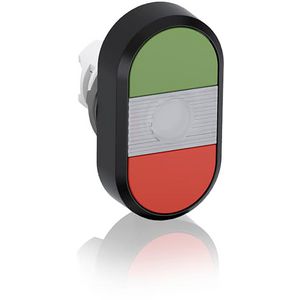 Verlichte dubbele drukknop groen/rood met heldere lens