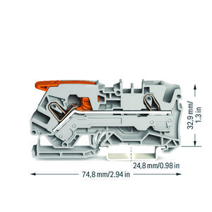 2-draads rijgklem met hendel en Push-in 6 mm² grijs VVE=25