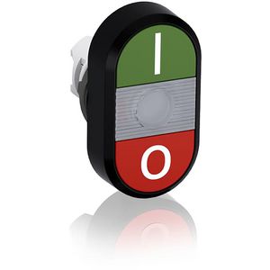 Verlichte dubbele drukknop groen/rood I/Otekst heldere lens