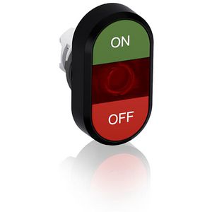 Verlichte dubbele knop groen/rood rode lens 1SFA611132R1101