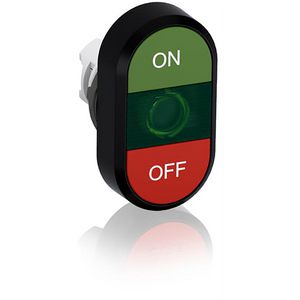 Verlichte dubbele knop groen/rood On/off tekst