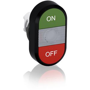 Verlichte dubbele knop groen/rood On/off tekst heldere lens