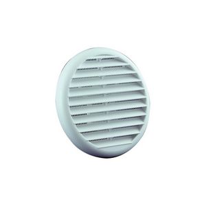Kunststof schoepenrooster rond+gaas Ø125mm wit