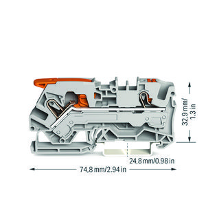 2-draads rijgklem met hendel en drukknop 6 mm² grijs VVE=25