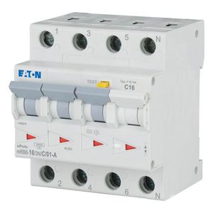 Aardlekautomaat (RCBO) mRB6, C-kar., 16A, 100mA, 4P incl. N, 6 kA Eaton