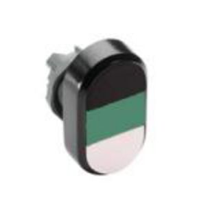 Verlichte dubbele drukknop wit/zwart I/Otekst groene lens