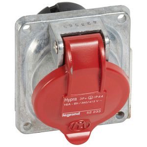 Inbouw Wandcontactdoos 400V 16A 4P IP44 metaal rood Hypra
