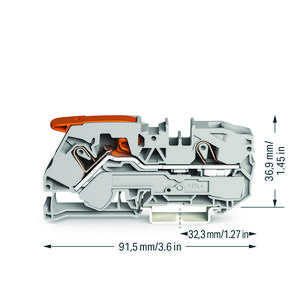 2-draads rijgklem met hendel en Push-in 16 mm² grijs VVE=20