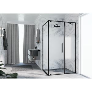 Zijwand RIGA F 1075-1090x2000mm Rose-1 motief profiel zwart