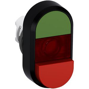 Verlichte verhoogde dubbele drukknop groen/rood rode lens