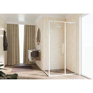 Zijwand RIGA F 1075-1090x2000mm helder glas profiel matwit