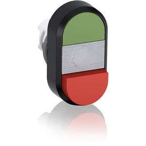 Verlichte dubbele verhoogde knop wit/zwart start/stop teks
