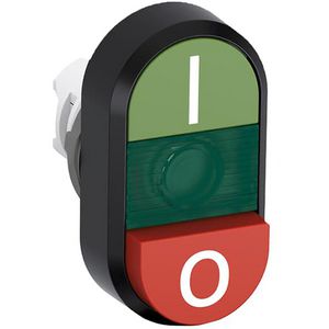 Verlichte dubbele verhoogde knop groen/rood I/Otekst groene