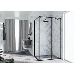 Zijwand RIGA F 1075-1090x2000mm helder glas profiel zwart