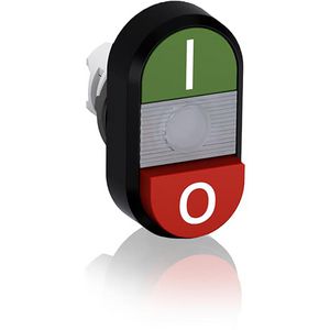 Verlichte dubbele verhoogde knop groen/rood I/Otekst helder