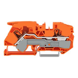2-draads rijgklem met hendel en drukknop 16mm² oranj VVE=20
