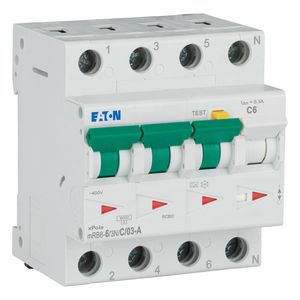 Aardlekautomaat (RCBO) mRB6, C-kar., 6A, 300mA, 4P incl. N, 6 kA Eaton