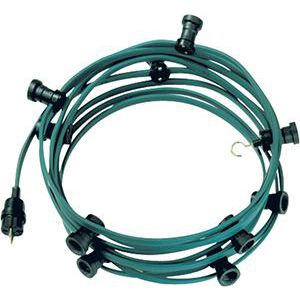 Prikkabel 10x E27 lampenhouders 10m groen