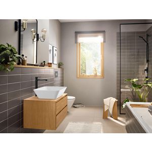 Rebris E 1-hendel wastafelkraan 240 CoolStart EcoSmart+ voor waskommen met trekwaste mat zwart