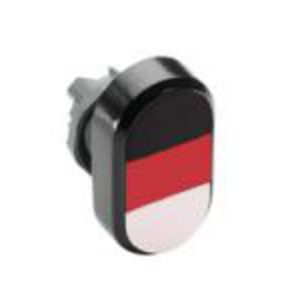 Dubbele drukknop verhoogd wit/zwart met rode lens