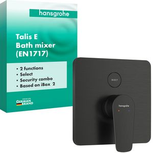 Talis E 1-hendel afbouwdeel inbouwbadmengkraan voor 2 functies geïnt. zekerheidscombi EN1717 Brushed Black Chrome
