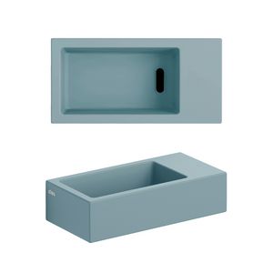 Flush 3 fontein zndr kraangat plug rechts mat blauw keramiek