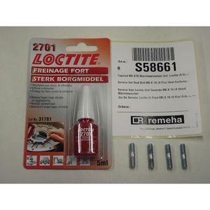 Set a 4st. Tapeind M6x16 warmtewiss.incl Loctite Q85/115