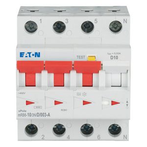 Aardlekautomaat (RCBO) mRB6, D-kar., 10A, 30mA, 4P incl. N,6 kA Eaton