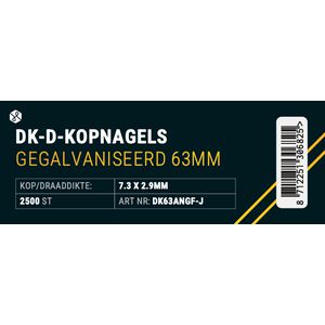 D-kopnagels gegalvaniseerd glad papier lengte 63mm VVE=2500