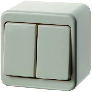 Dubbele wisselschakelaar 10 AX opbouwserie polarwit