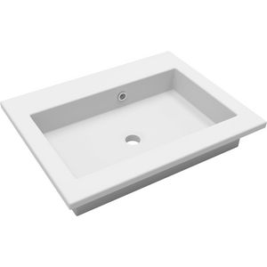 Meubelwastafel AMARO 60cm kunstmarmer mat wit zonder kraangat (cast marble)