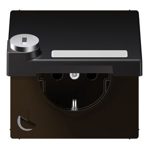 Wandcontactdoos dark klapdeksel tekstvenst.&slot LS