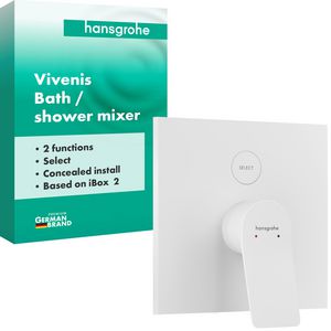 Vivenis 1-hendel afbouwdeel inbouwbadmengkraan voor 2 functies Mat wit