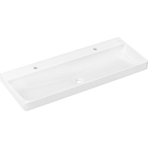 Wastafel Xelu Q 1200/480+2 kraangats z. overloop wit