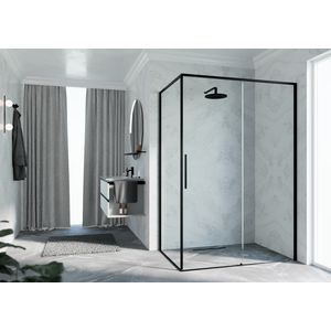 Zijwand RIGA F2P links 1075-1090x2000mm helder glas profiel zwart