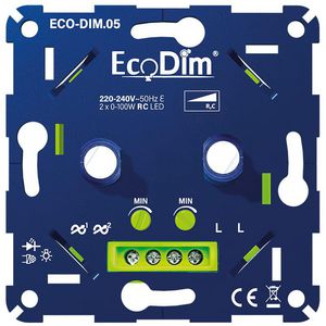 ECO-DIM.05 FASE AFSNIJDING DUO DIMMER 2x100W (RC)