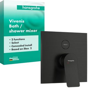 Vivenis 1-hendel afbouwdeel inbouwbadmengkraan voor 2 functies Brushed Black Chrome