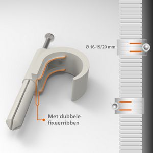 Spijkerbare plugclip flexbuis beton 16-19/20mm grijs VVE=100