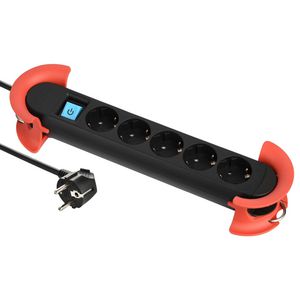 Hook indoor 5x 230V RA + 1x schakelaar 5m RA zwart