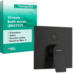 Vivenis 1-hendel afbouwdeel inbouwbadmengkraan voor 2 functies geïnt. zekerheidscombi EN1717 Brushed Black Chrome