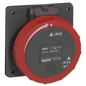 Inbouw contactdoos 400V 16A 5P IP67 kunstst. rood 051151 Hypra