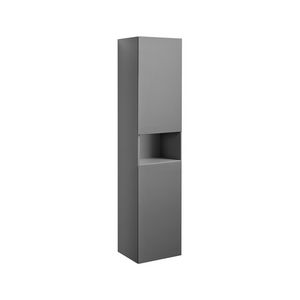 Kolomkast DeLuxe (35cm) met 2 deuren links + open nis, push-to-open - Black mat gelakt