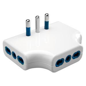 FLAT MULTIPLE ADAPTOR-2P+E 10A S17-3 OUTPUT ITALIAN STANDARD