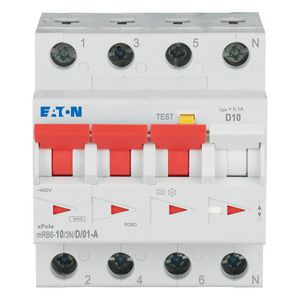 Aardlekautomaat (RCBO) mRB6, D-kar., 10A, 100mA, 4P incl. N,6 kA Eaton