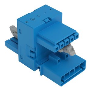 h-verdeler 5-polig Cod. I 1 ingang 2 uitgangen uitgangen aan beide kanten 2 vergrendelpallen blauw VVE=50