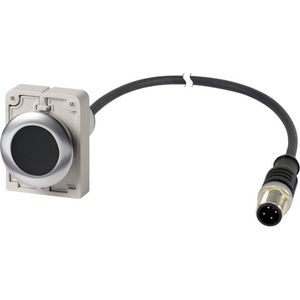 Drukknop M30C Compact zwart vlak terugv. 0no/1nc M12A-male