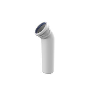 Verlengde bocht PP AS+ geluidsarm 45° lichtgrijs 90mm mof x spie