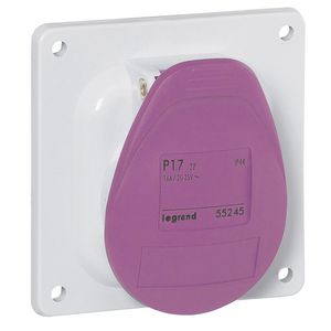 Inbouw Wandcontactdoos 24/42V 16A 2P IP44 kunstst.Violet P17